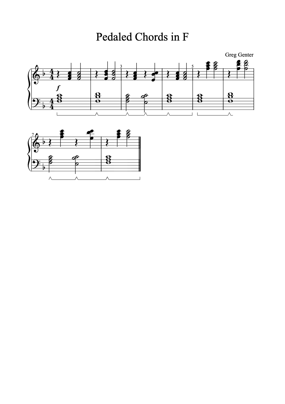 Sheet music preview for Pedaled Chords in F