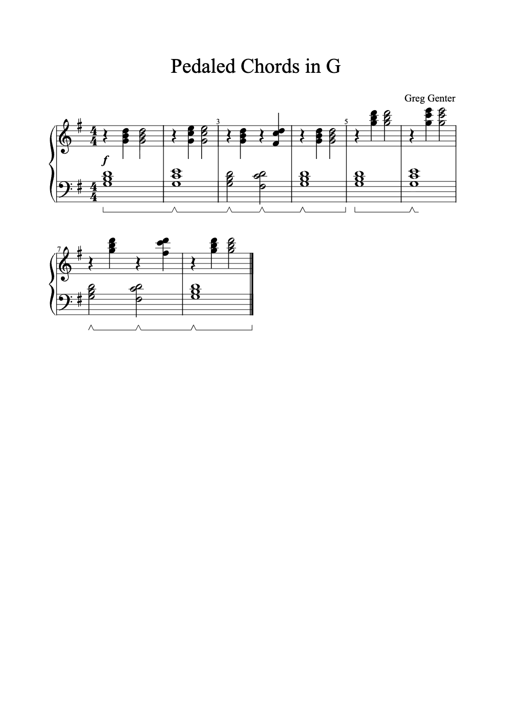 Sheet music preview for Pedaled Chords in G
