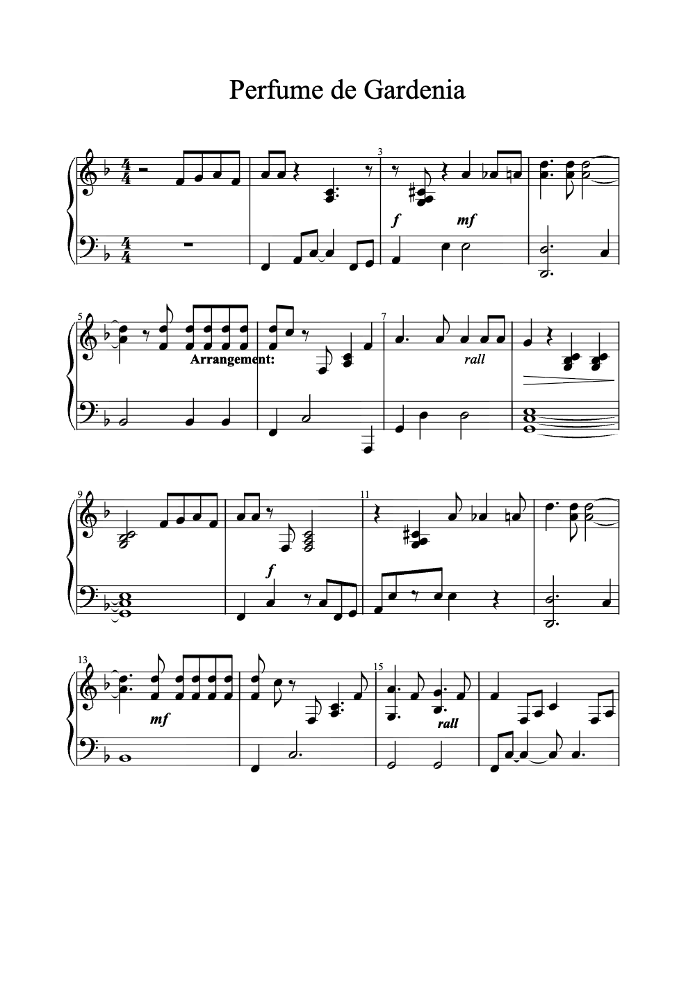 Sheet music preview for Perfume de Gardenia