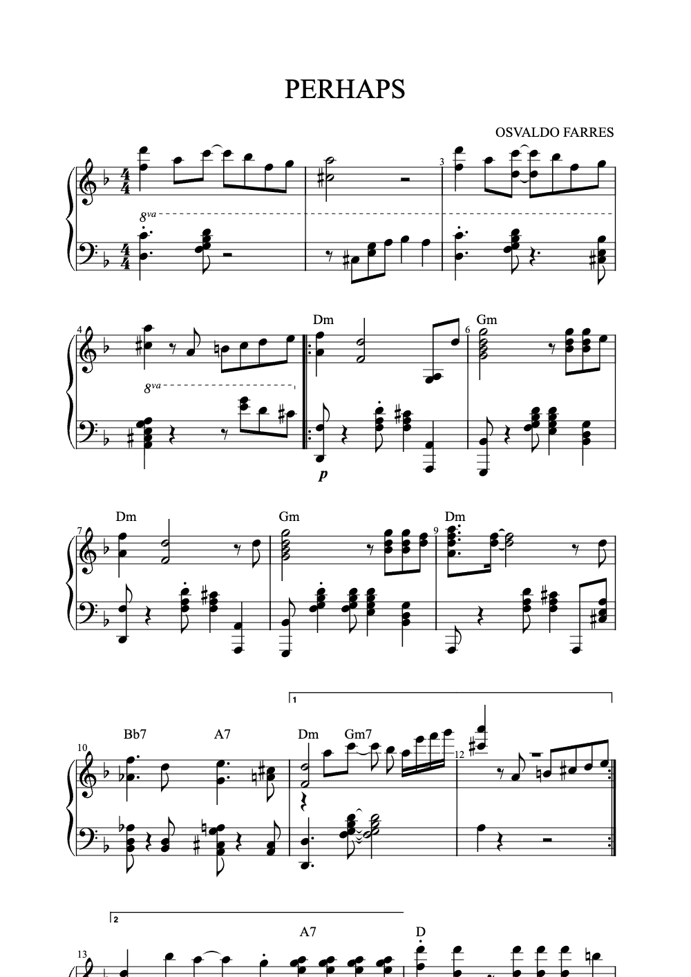 Sheet music preview for Perhaps