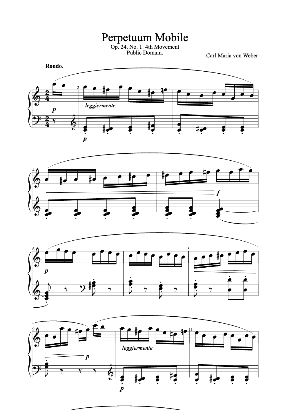 Sheet music preview for Perpetuum Mobile