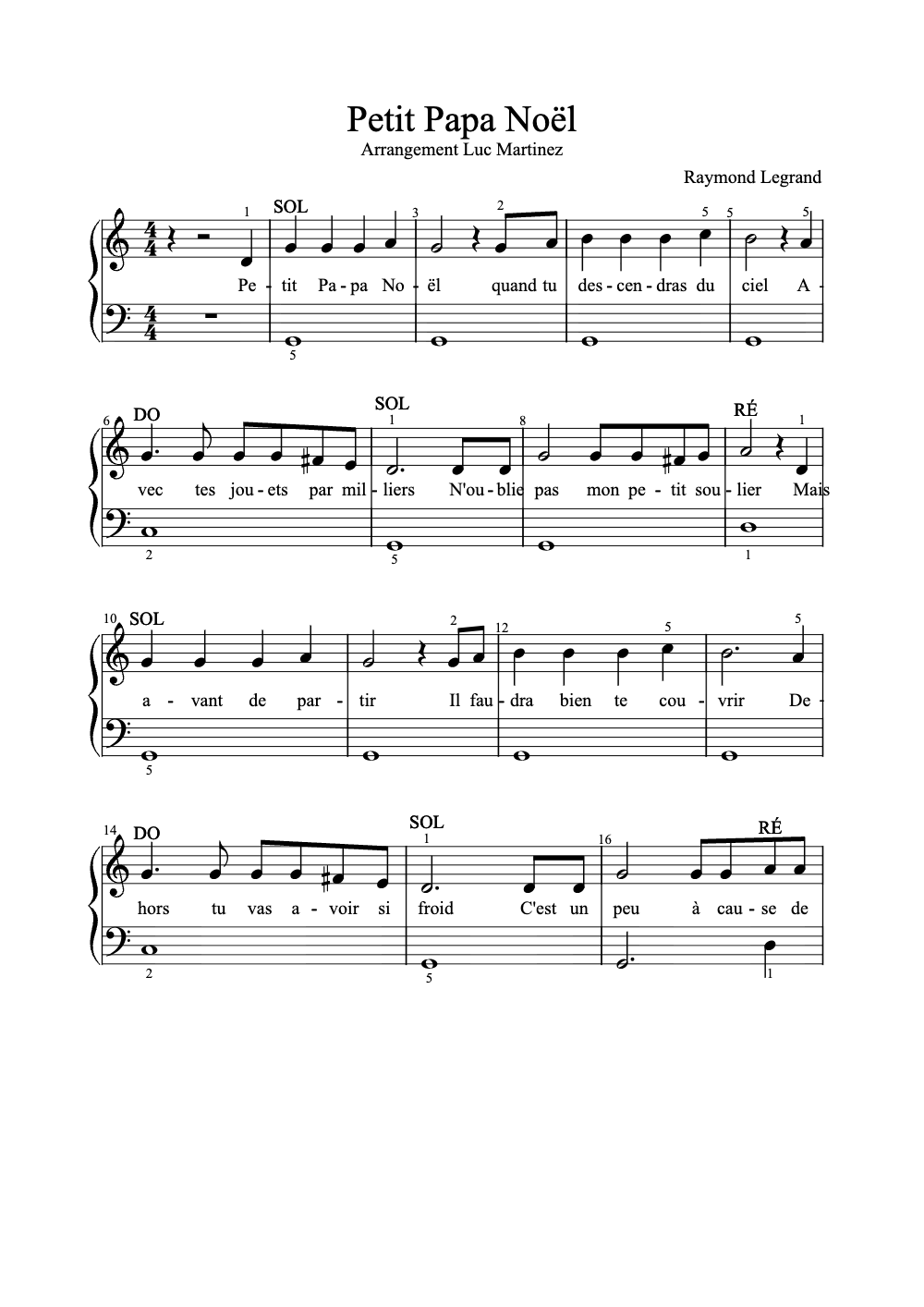 Sheet music preview for Petit Papa Noël