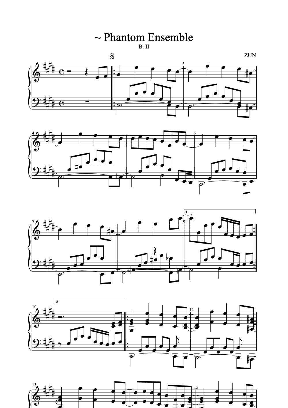 Sheet music preview for Phantom Ensemble