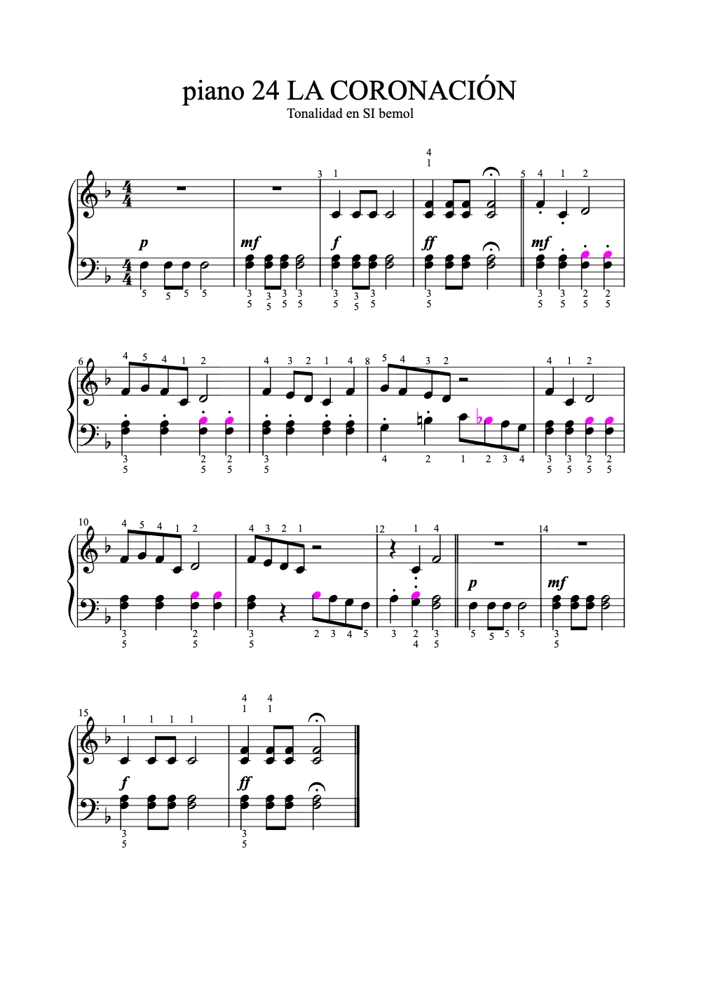 Sheet music preview for La Coronación