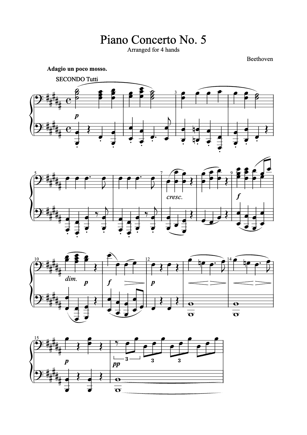Sheet music preview for Piano Concerto No. 5