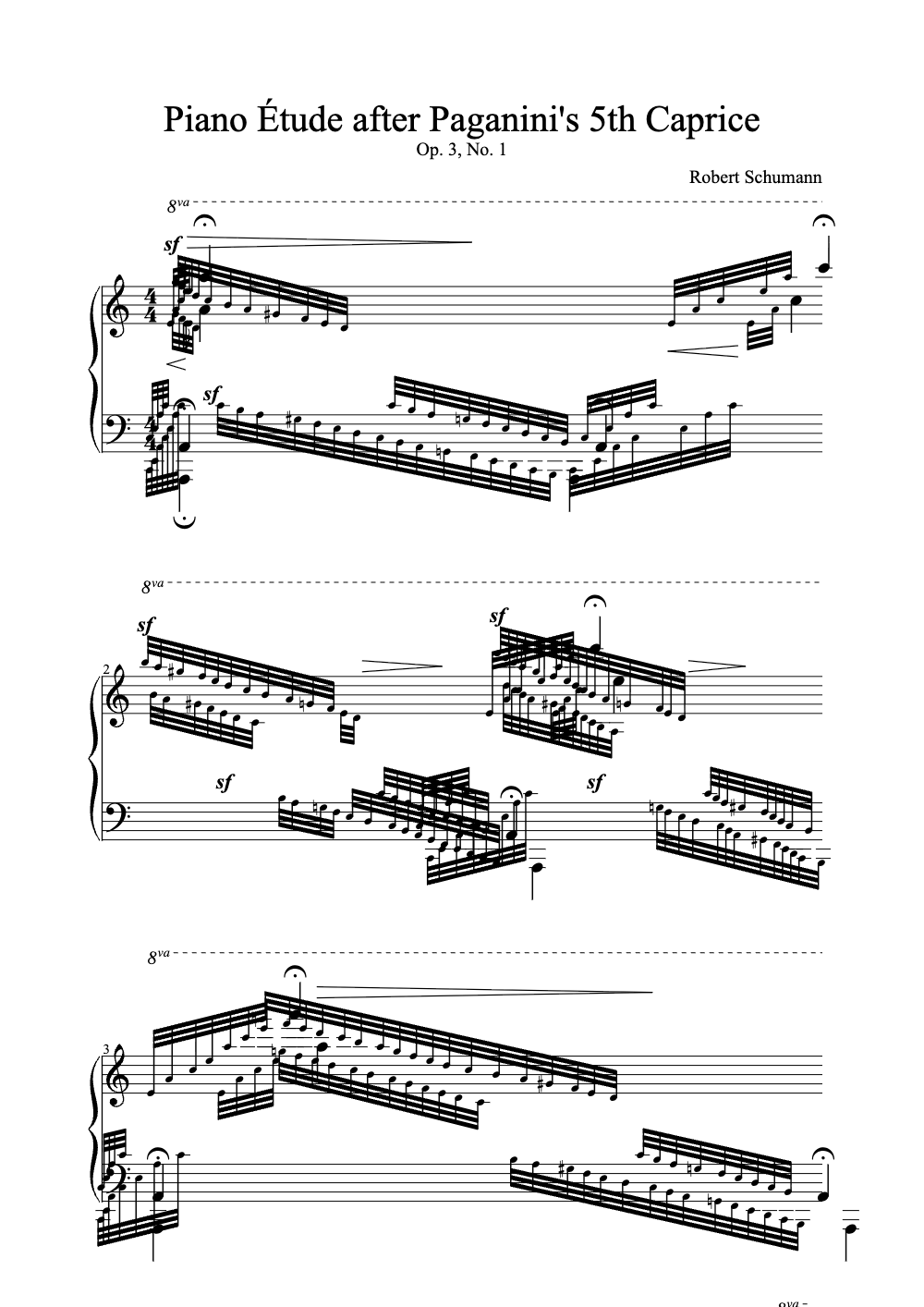 Sheet music preview for Piano Étude After Paganini's 5th Caprice