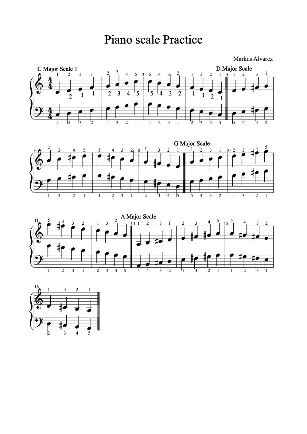 Sheet music preview for Piano Scale Practice