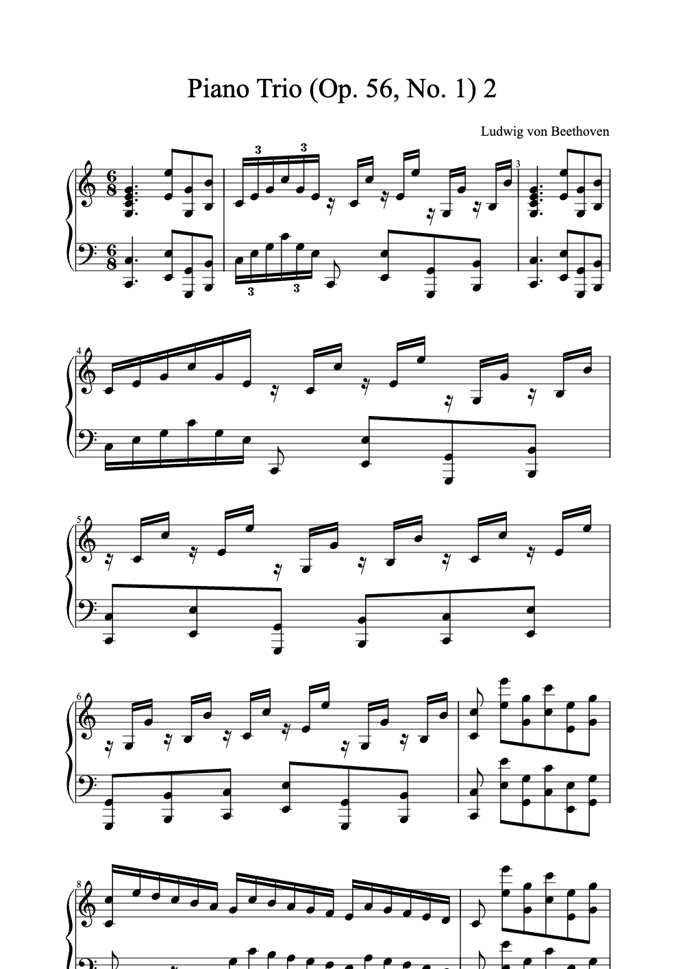 Sheet music preview for Piano Trio (Op. 56, No. 1)