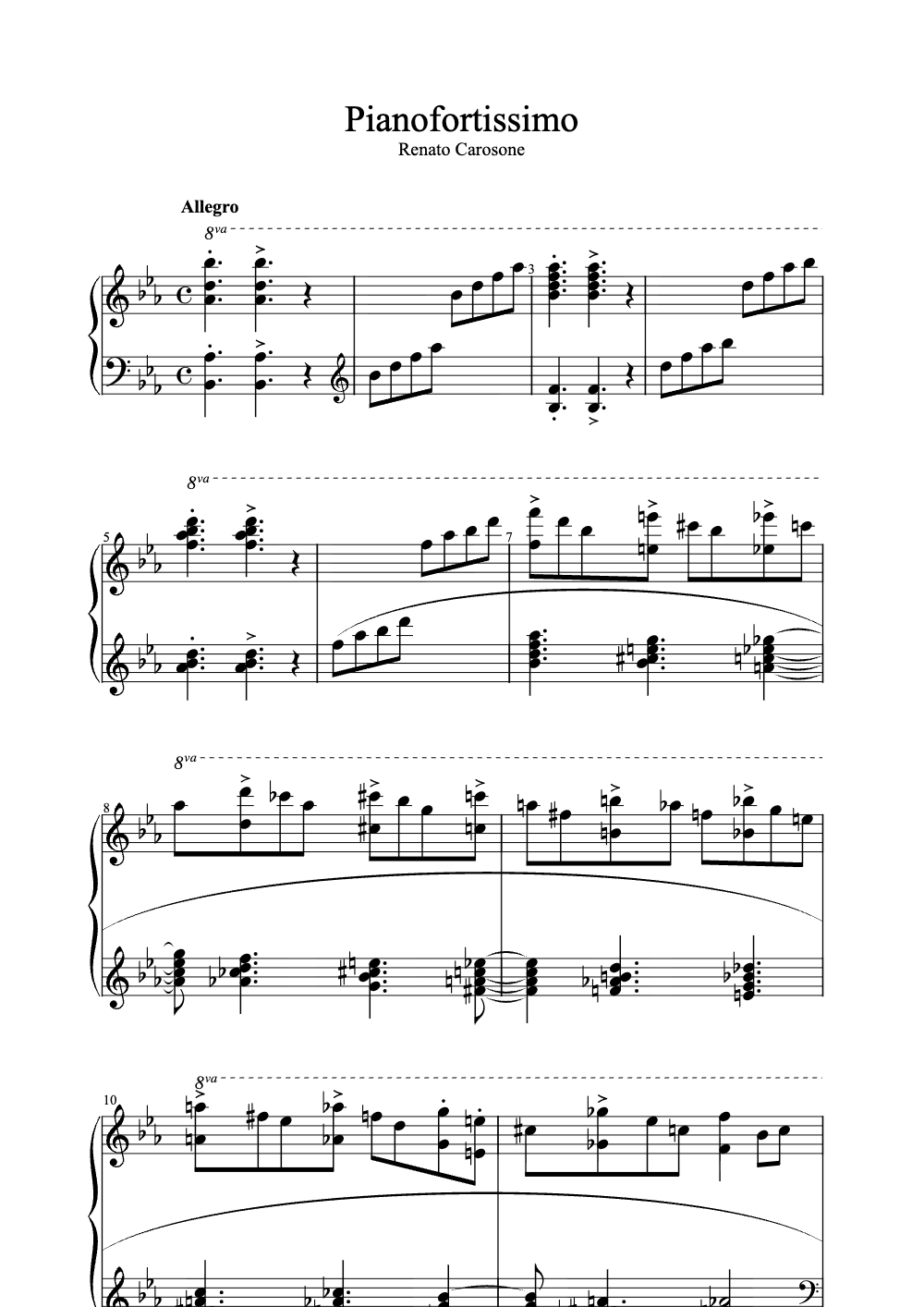 Sheet music preview for Pianofortissimo