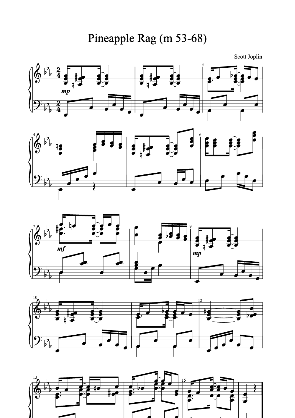Sheet music preview for Pineapple Rag