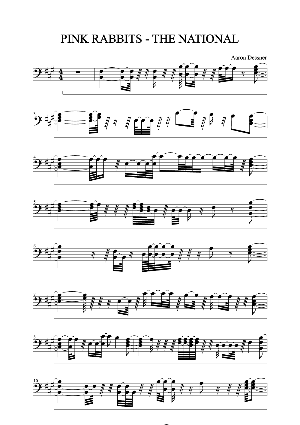 Sheet music preview for Pink Rabbits