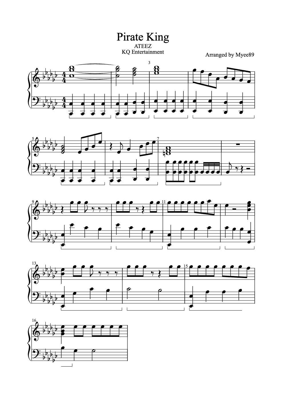 Sheet music preview for Pirate King