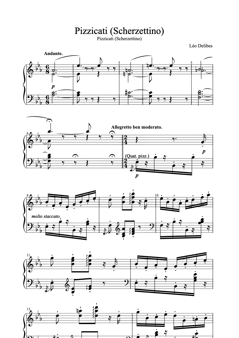 Sheet music preview for Pizzicati (Scherzettino)