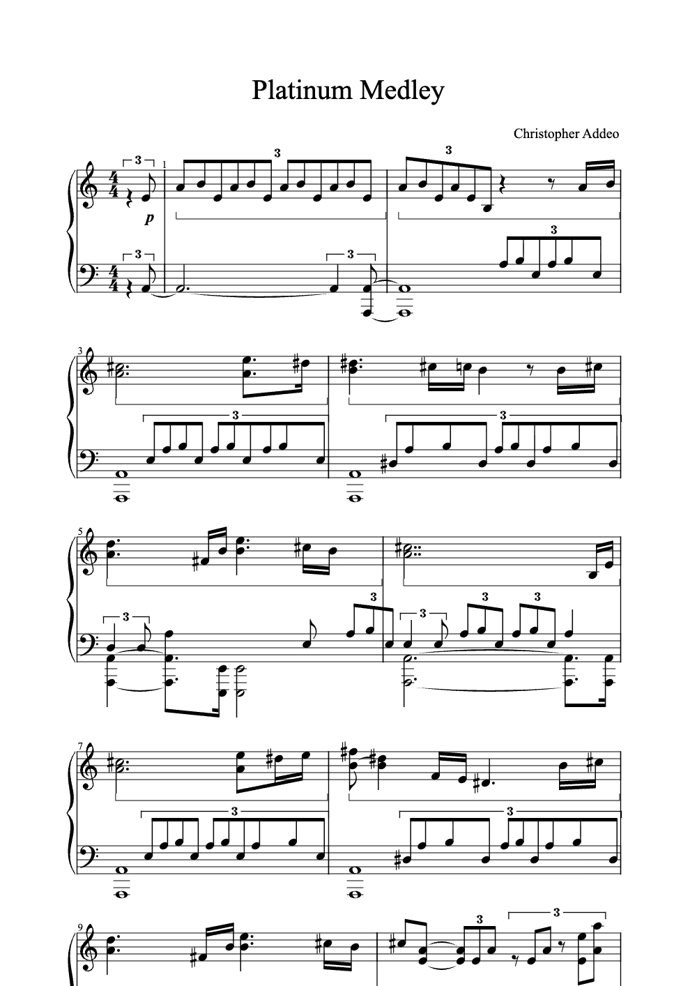 Sheet music preview for Platinum Medley