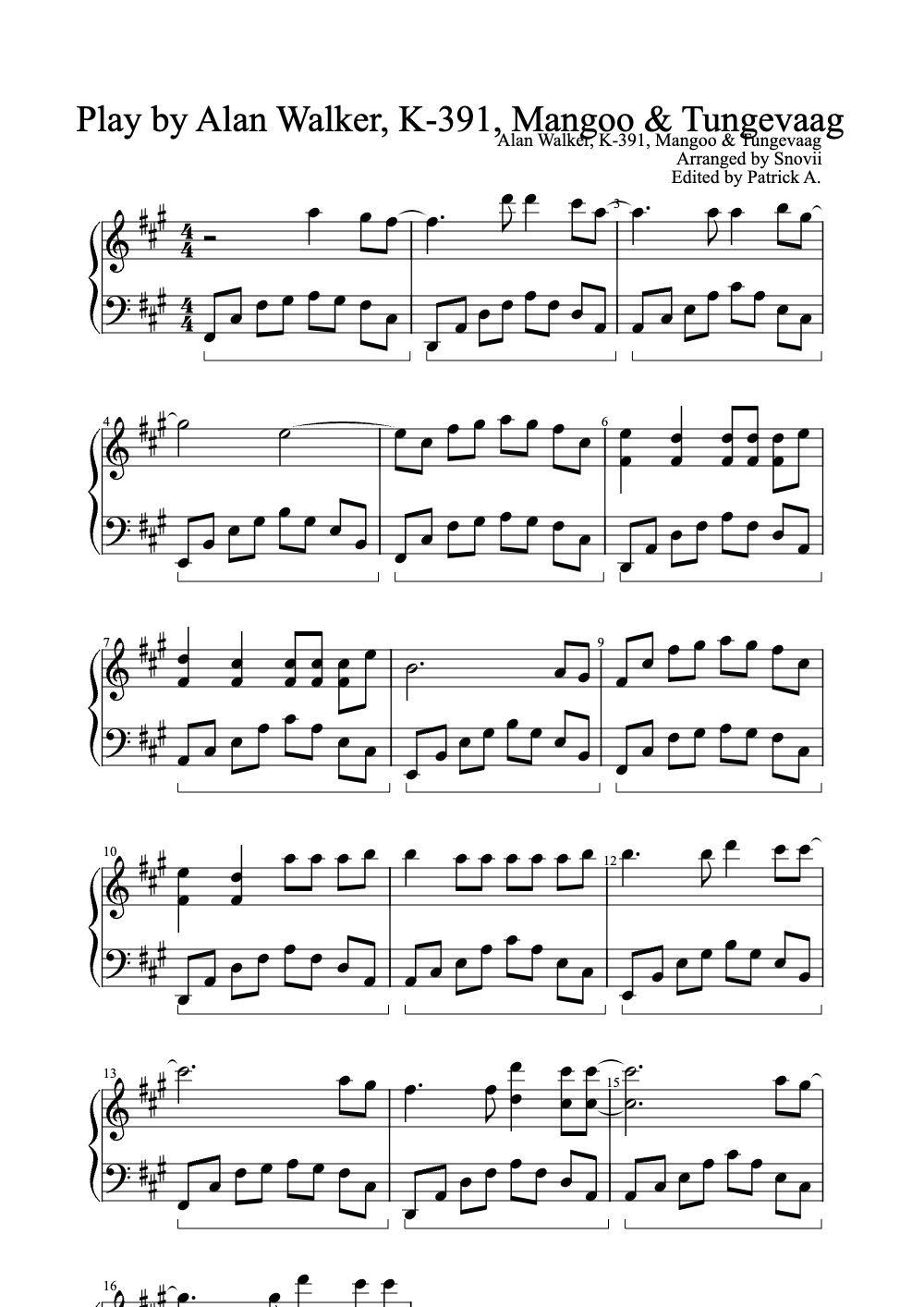 Sheet music preview for Play