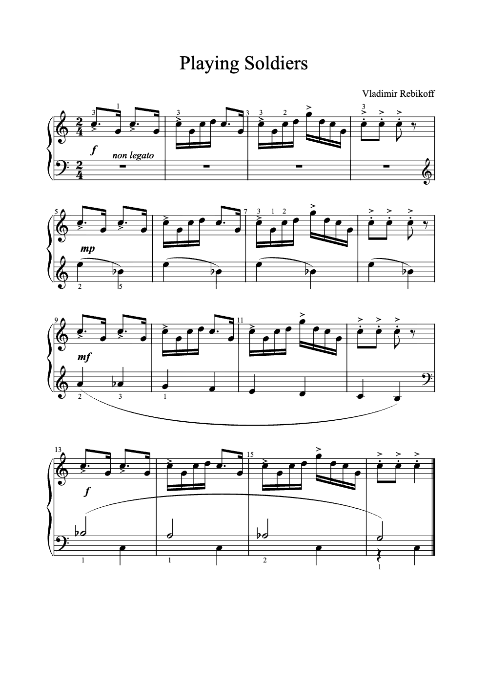 Sheet music preview for Playing Soldiers