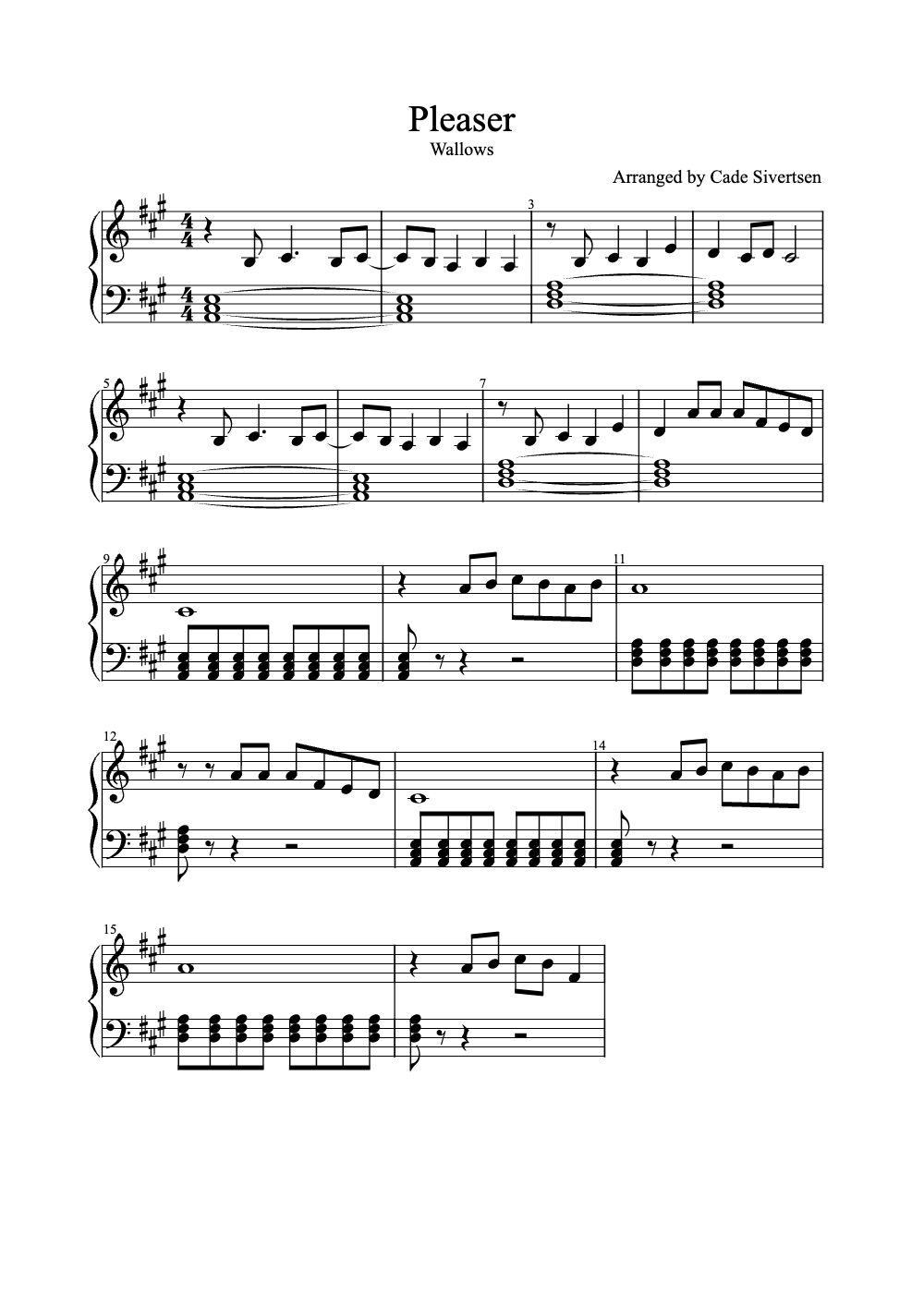 Sheet music preview for Pleaser