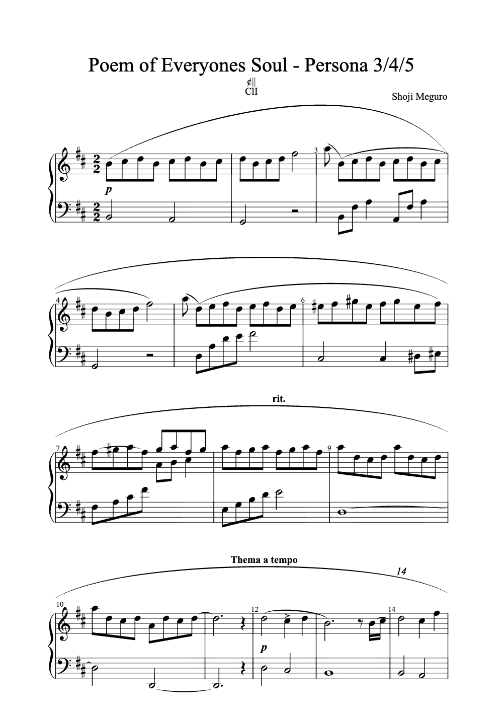 Sheet music preview for Poem of Everyone's Soul
