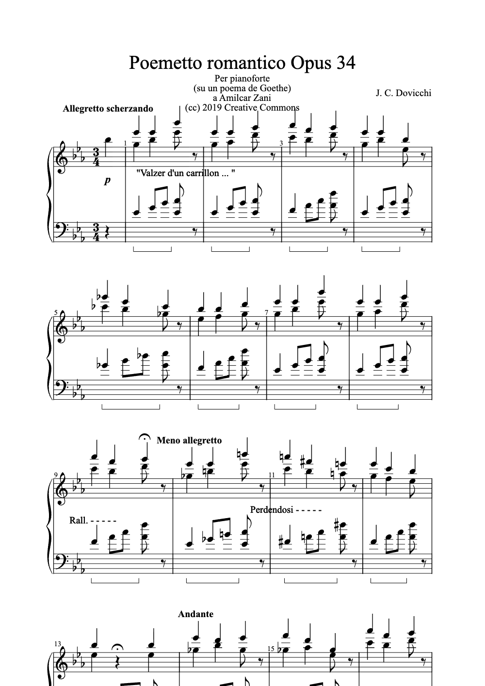 Sheet music preview for Poemetto Romantico, Op. 34