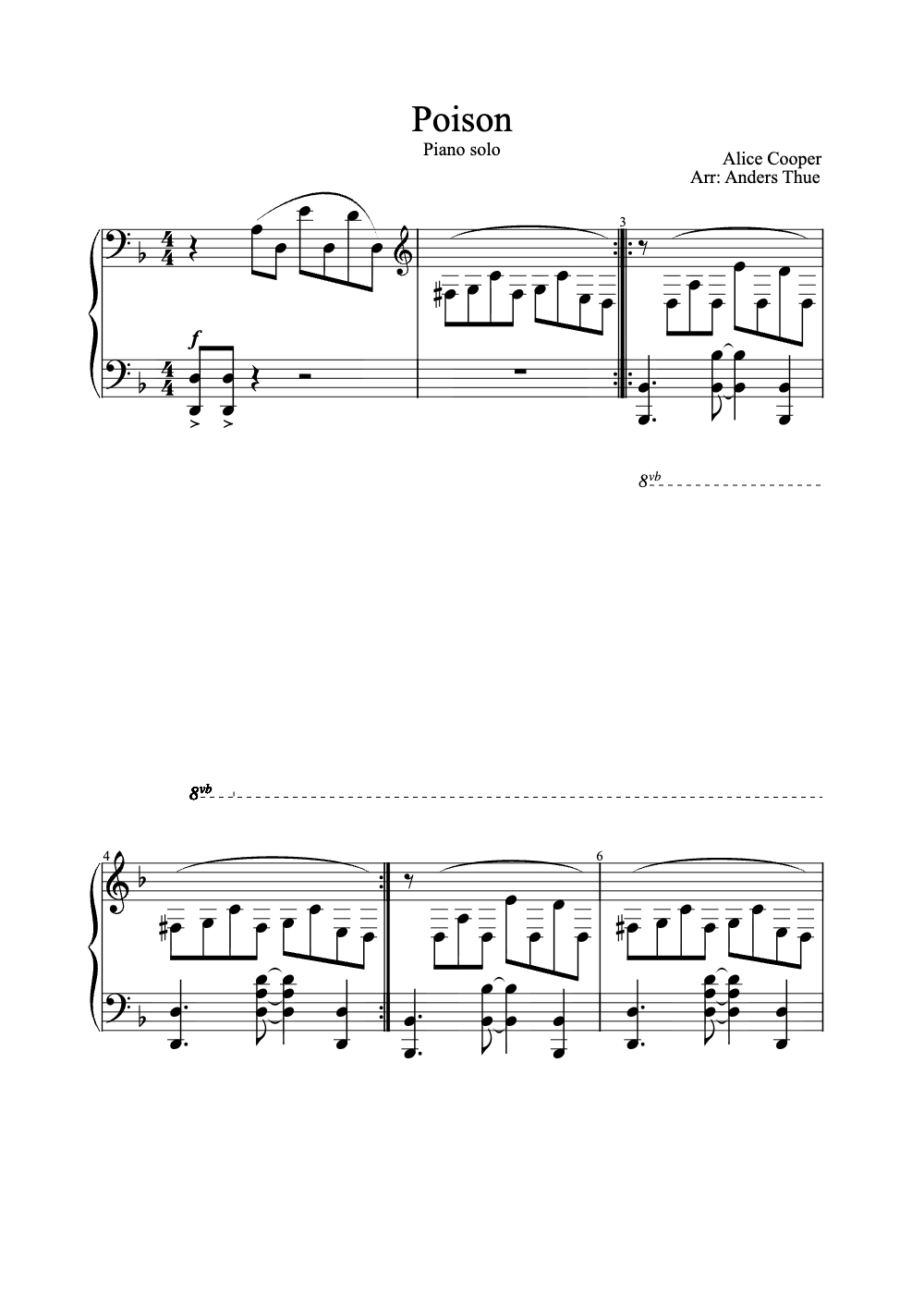 Sheet music preview for Poison