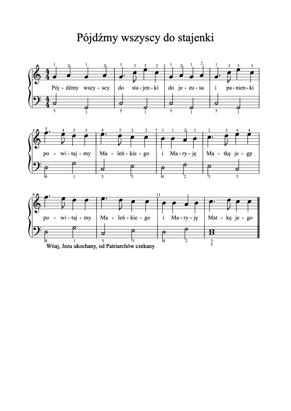 Sheet music preview for Pójdźmy Wszyscy do Stajenki