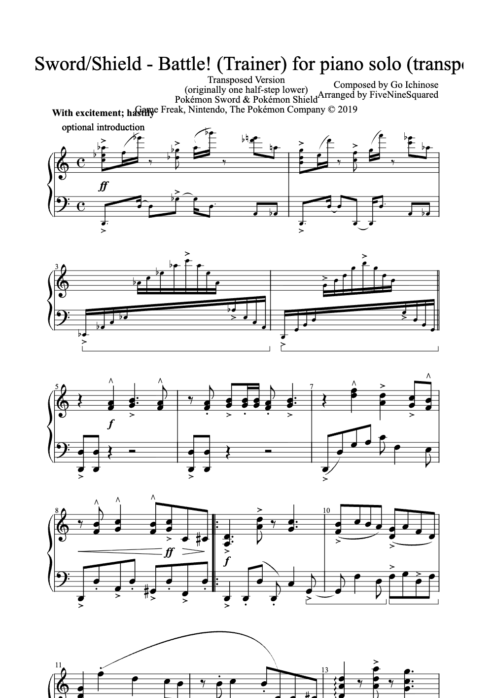 Sheet music preview for Battle! (Trainer)