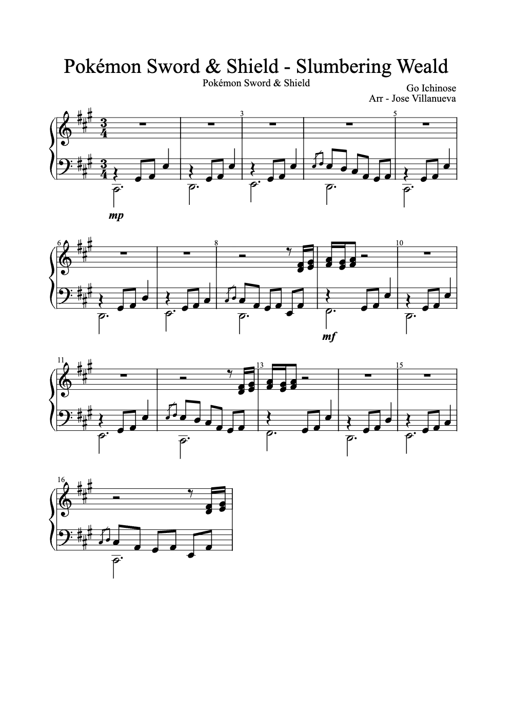 Sheet music preview for Slumbering Weald