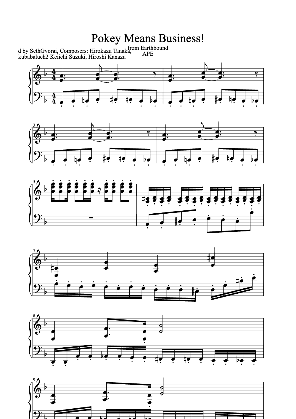 Sheet music preview for Pokey Means Business!