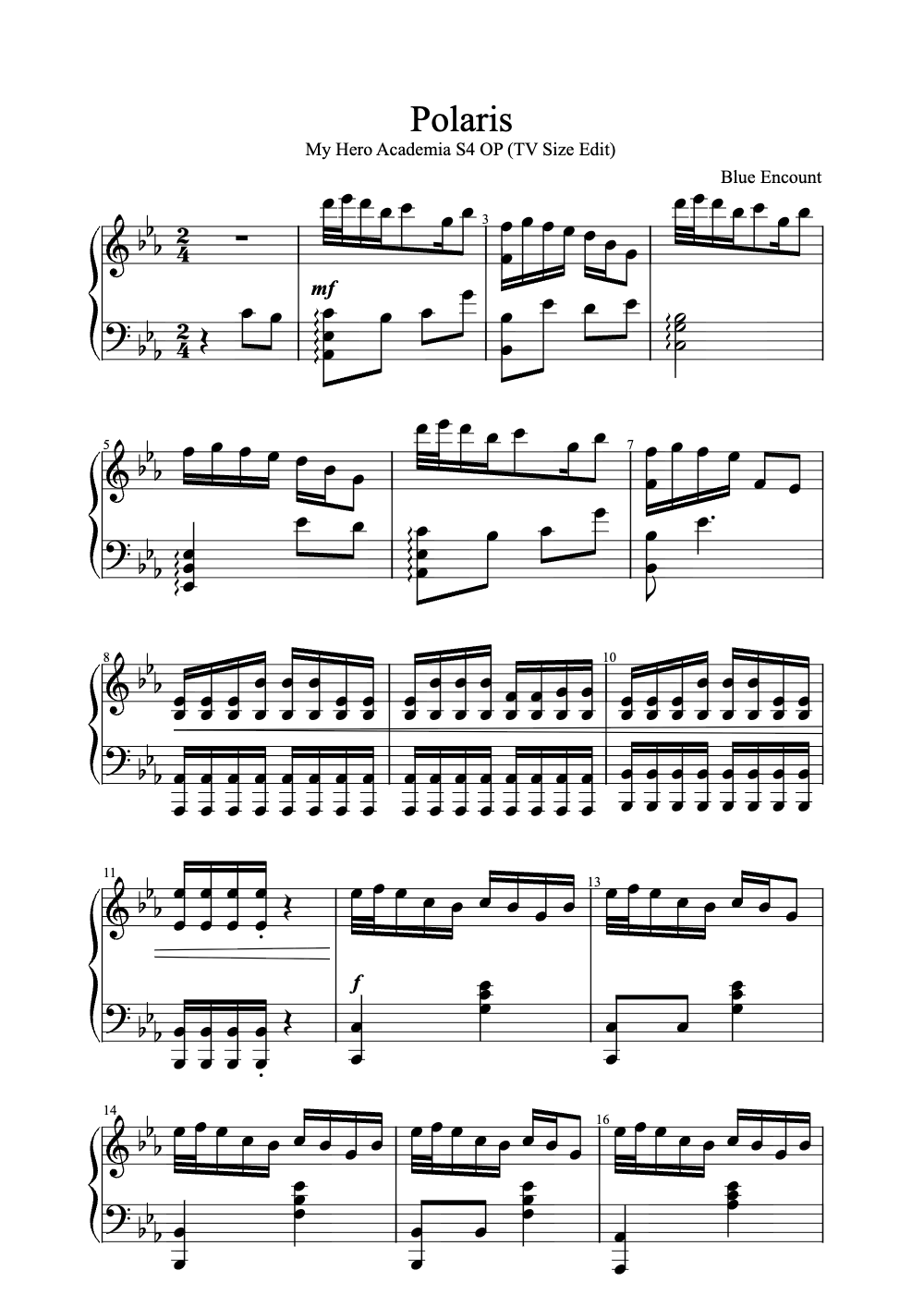 Sheet music preview for Polaris