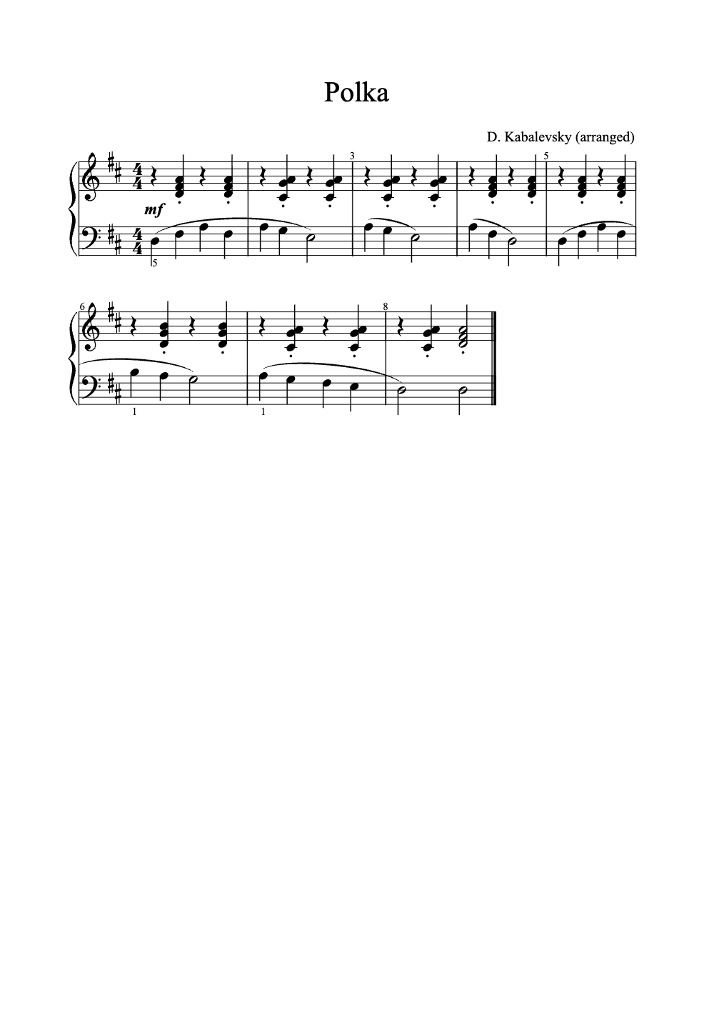 Sheet music preview for Polka