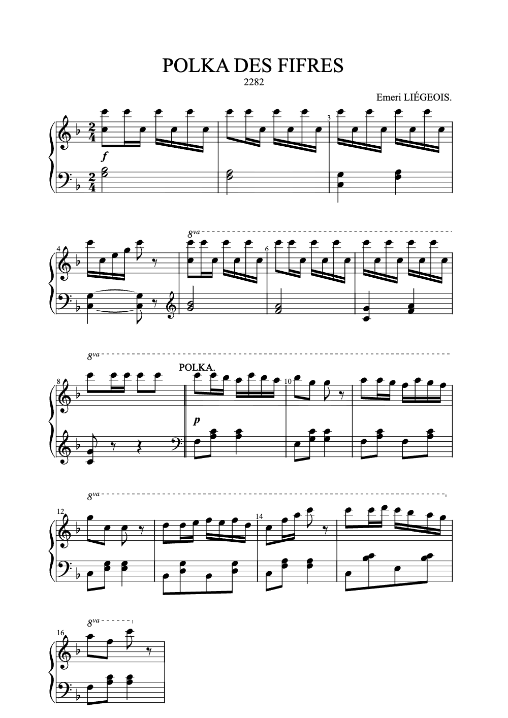 Sheet music preview for Polka des Fifres