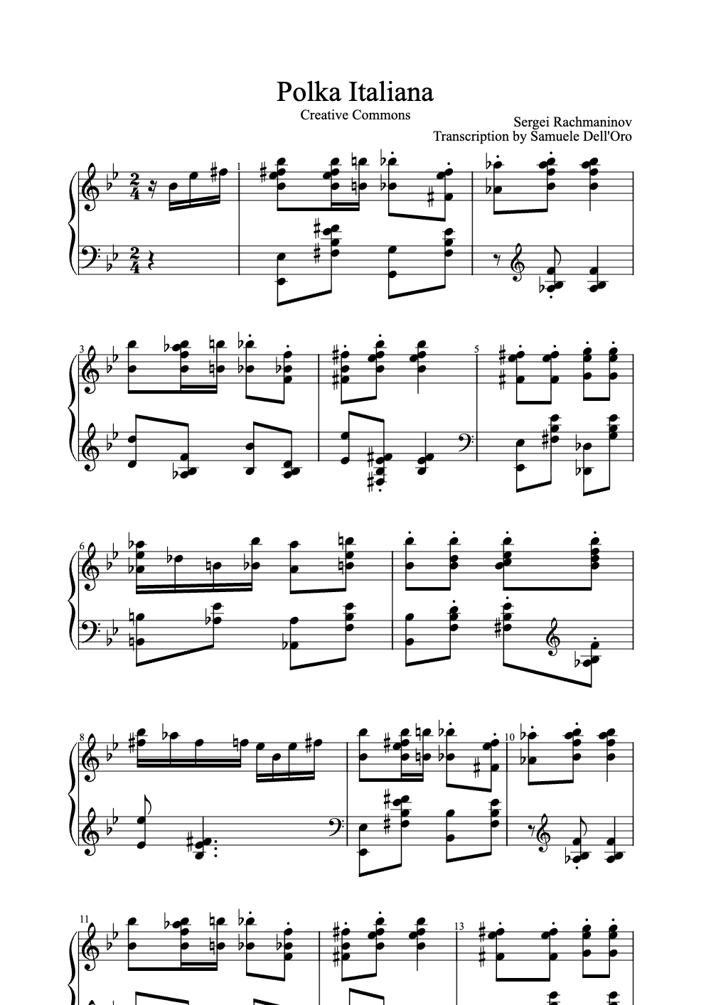 Sheet music preview for Polka Italiana