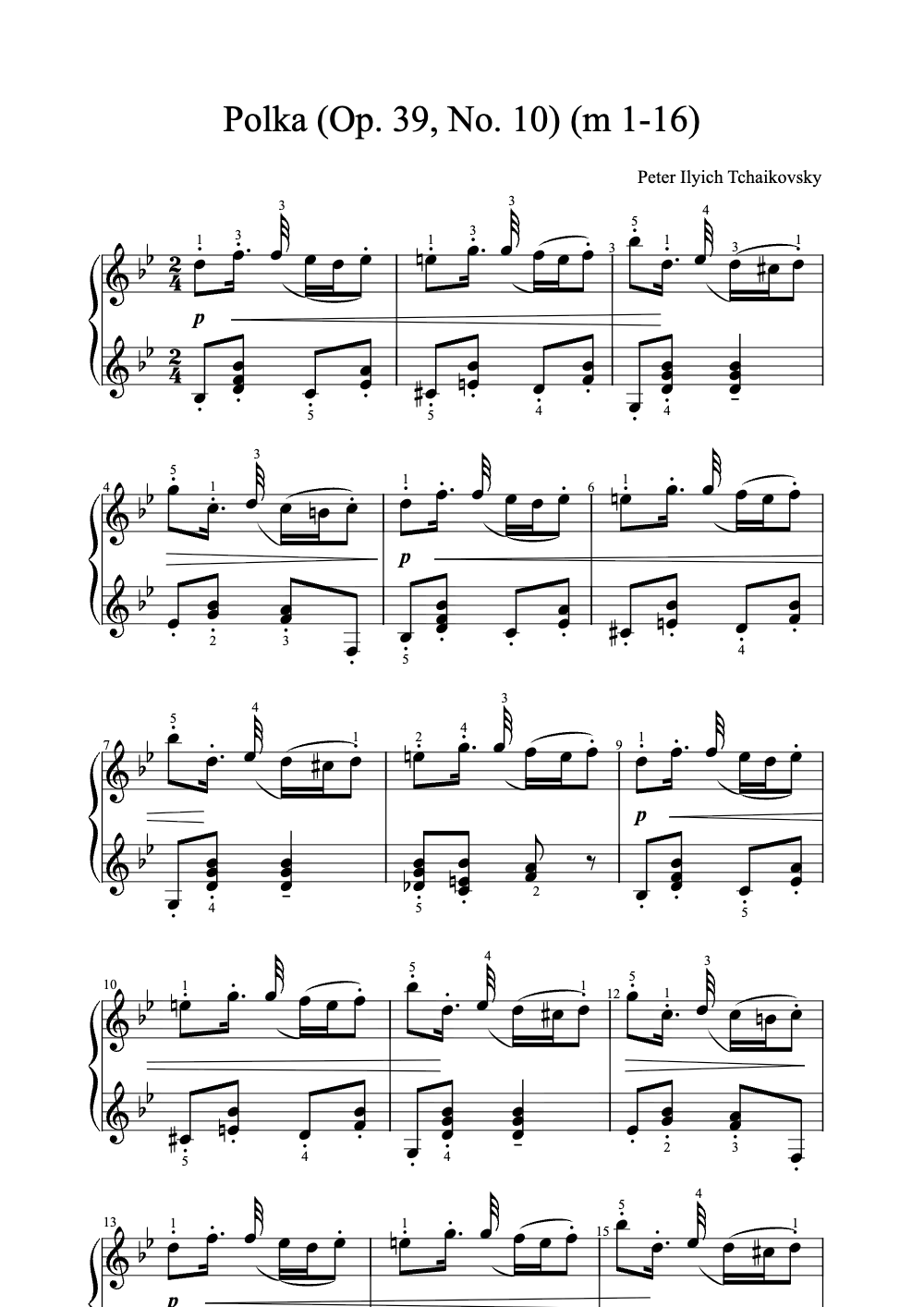 Sheet music preview for Polka (Op. 39, No. 10)