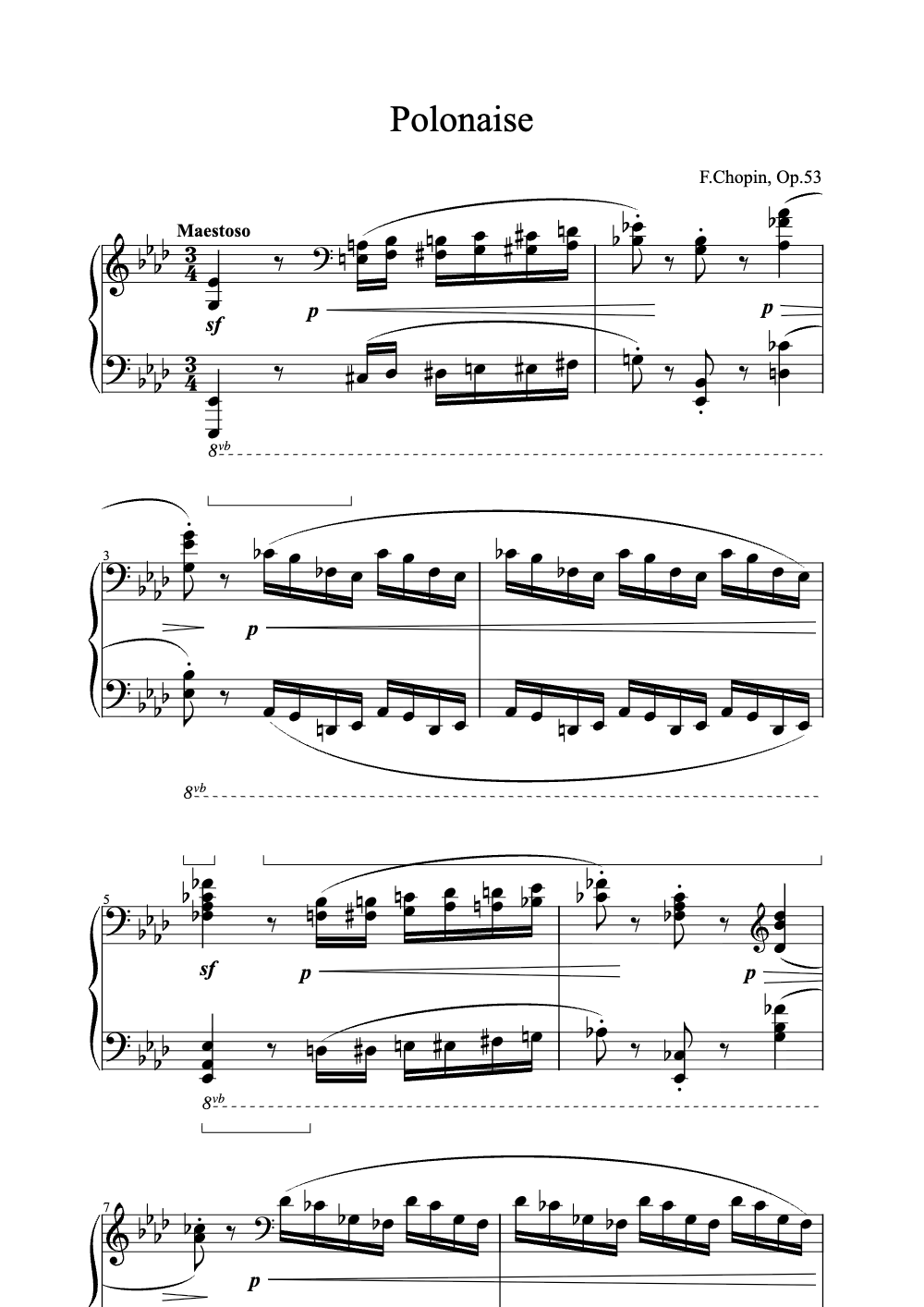 Sheet music preview for Polonaise
