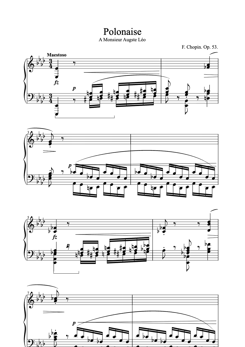 Sheet music preview for Polonaise