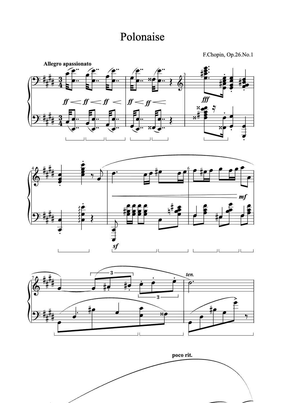 Sheet music preview for Polonaise