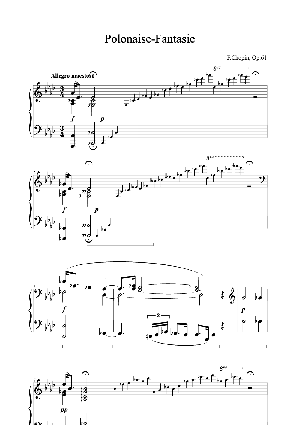 Sheet music preview for Polonaise-Fantasie