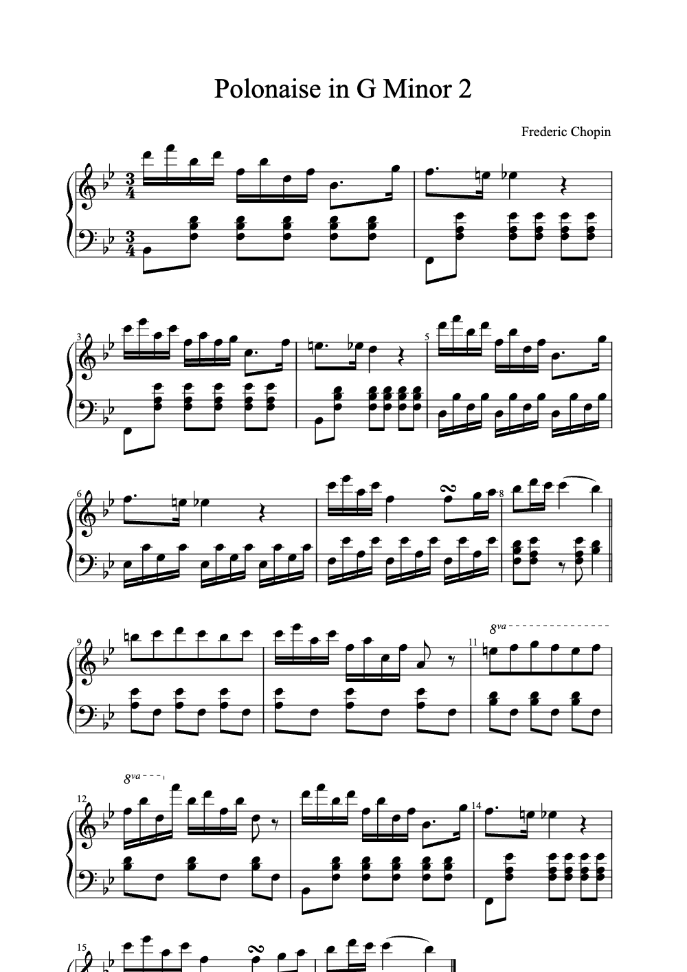 Sheet music preview for Polonaise in G Minor No. 2