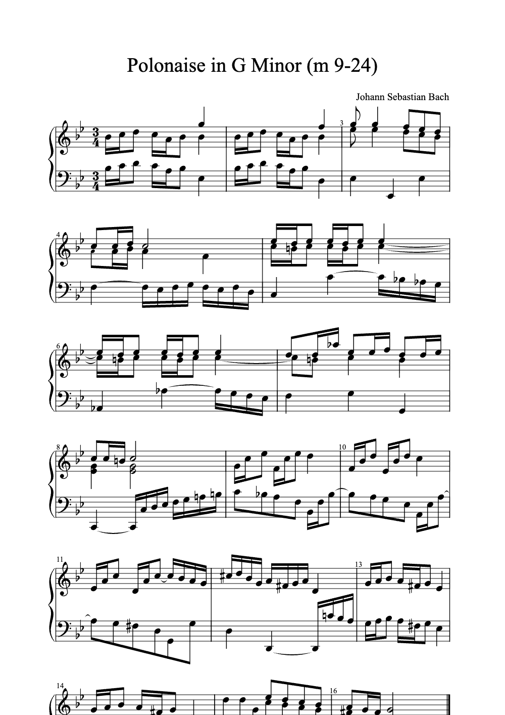 Sheet music preview for Polonaise in G Minor (M 9-24)