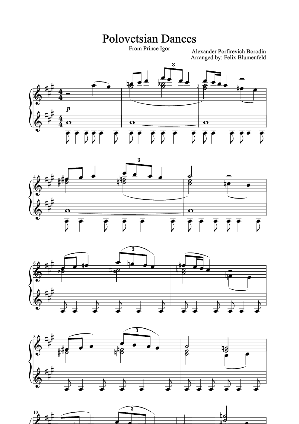 Sheet music preview for Polovetsian Dances
