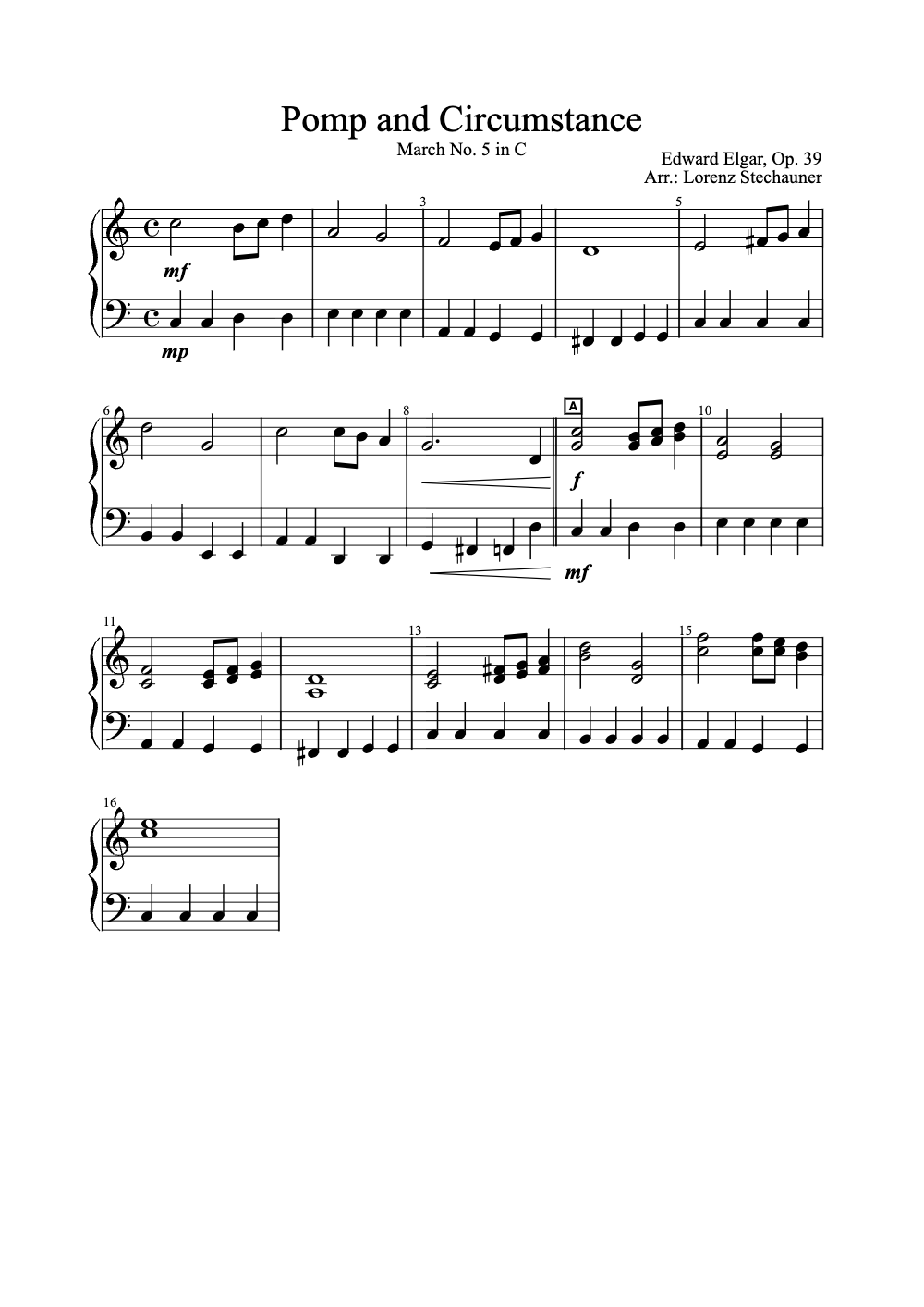 Sheet music preview for Pomp and Circumstance
