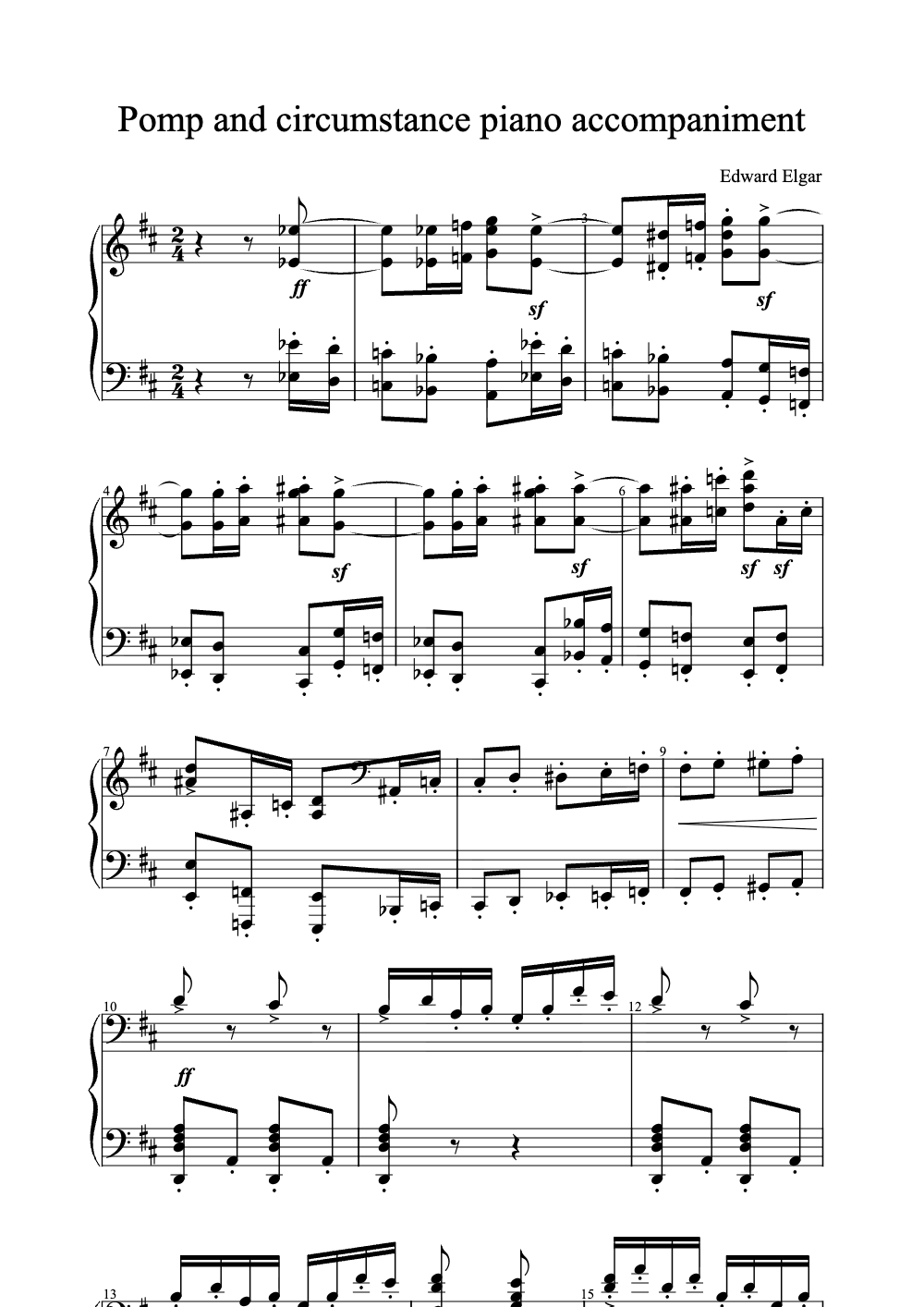 Sheet music preview for Pomp and Circumstance