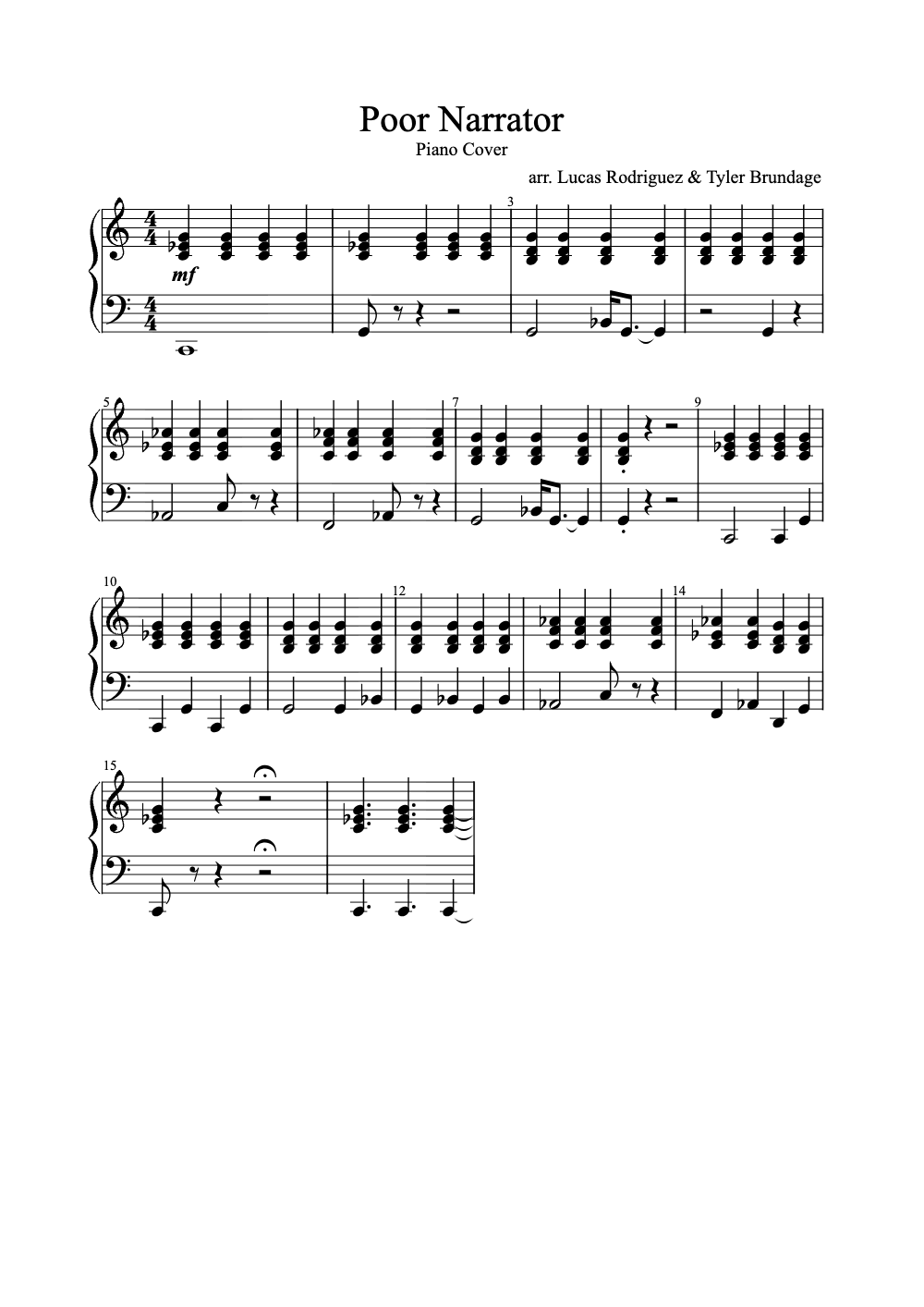 Sheet music preview for Poor Narrator