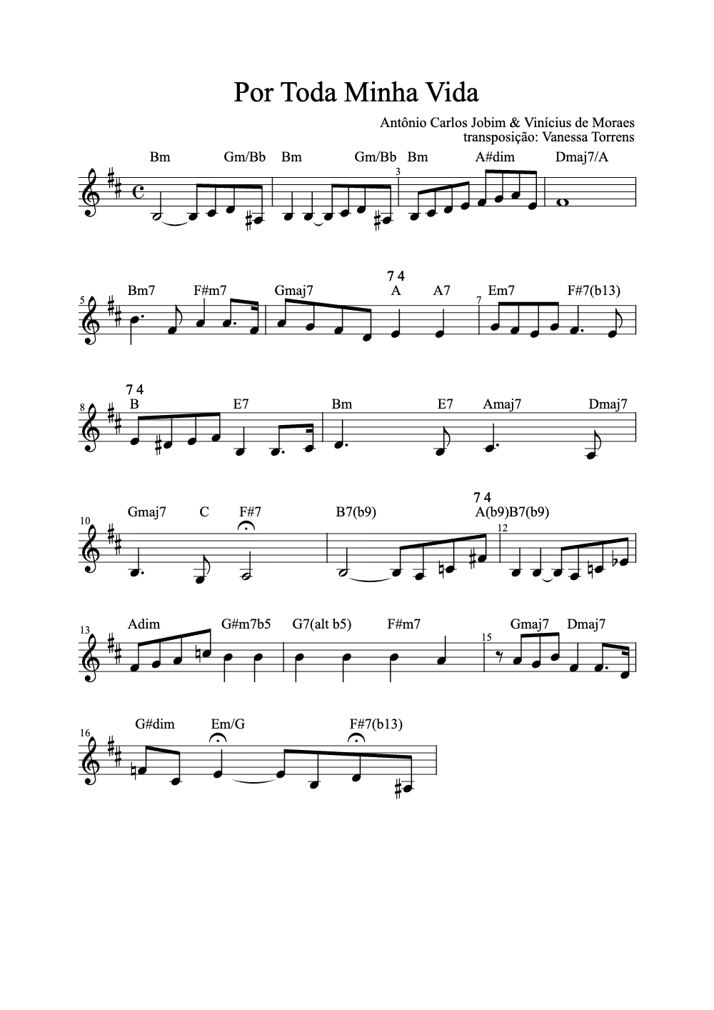 Sheet music preview for Por Toda Minha Vida