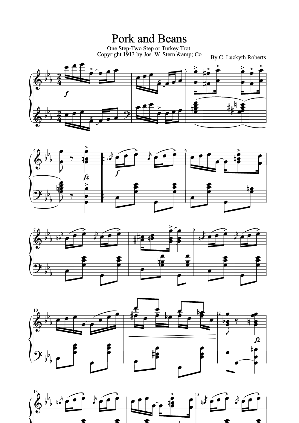 Sheet music preview for Pork and Beans