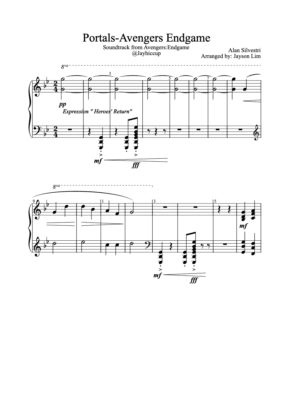 Sheet music preview for Portals