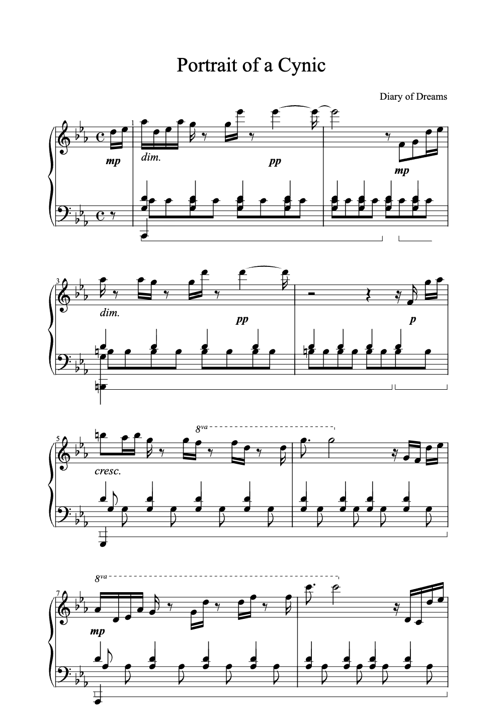 Sheet music preview for Portrait of a Cynic
