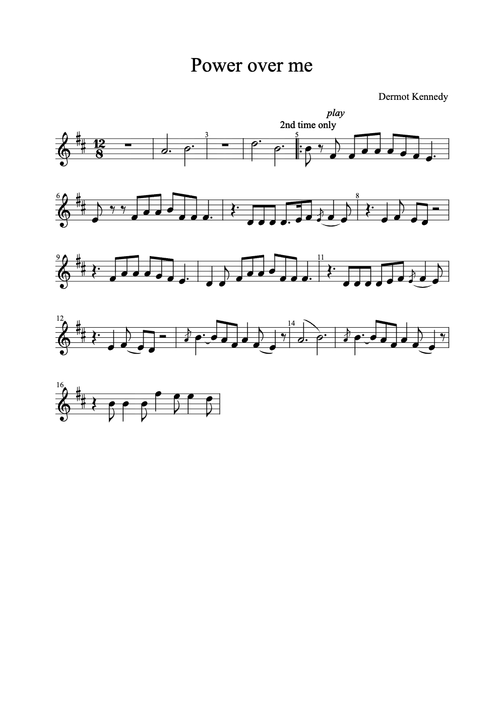 Sheet music preview for Power Over Me