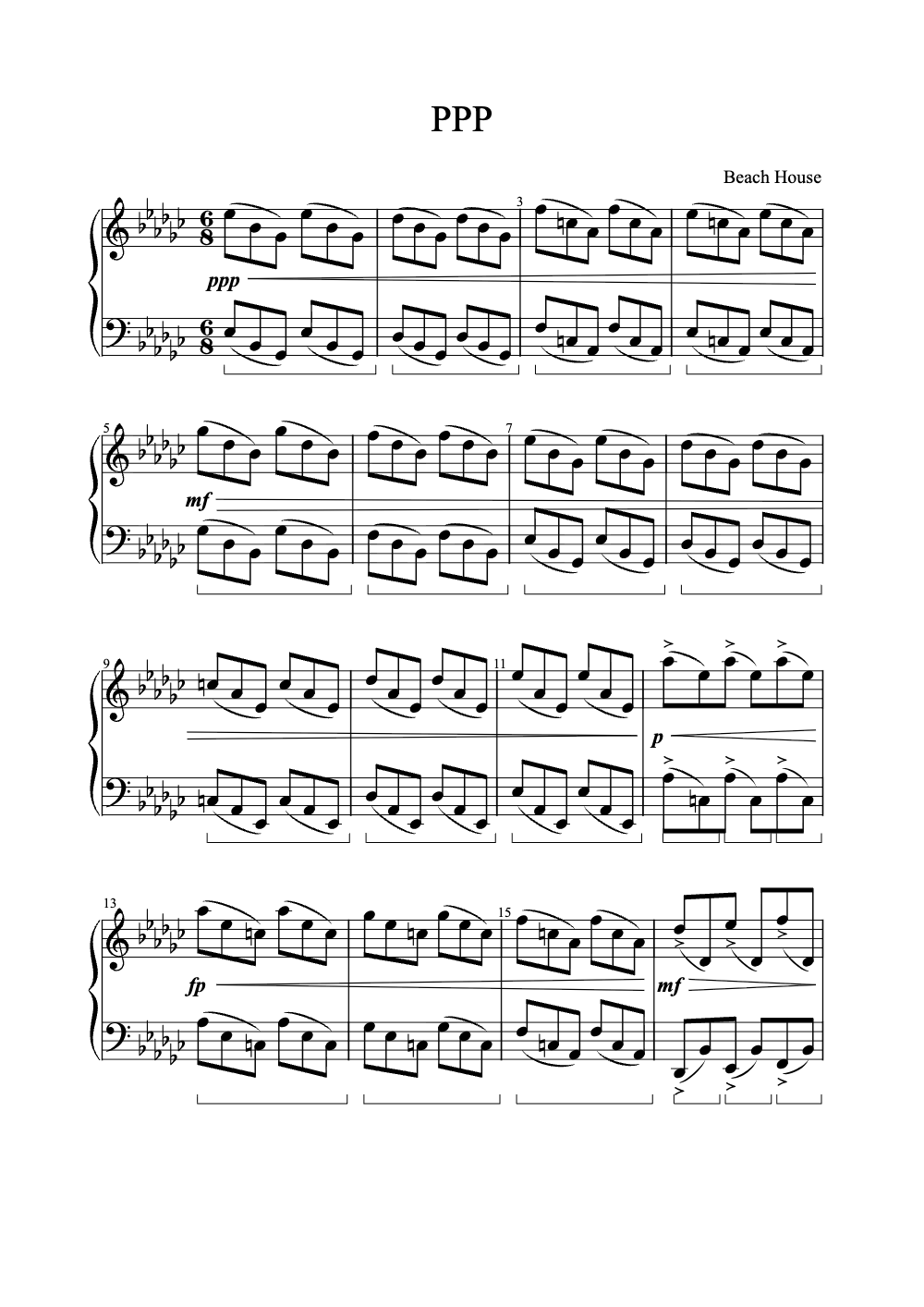 Sheet music preview for PPP