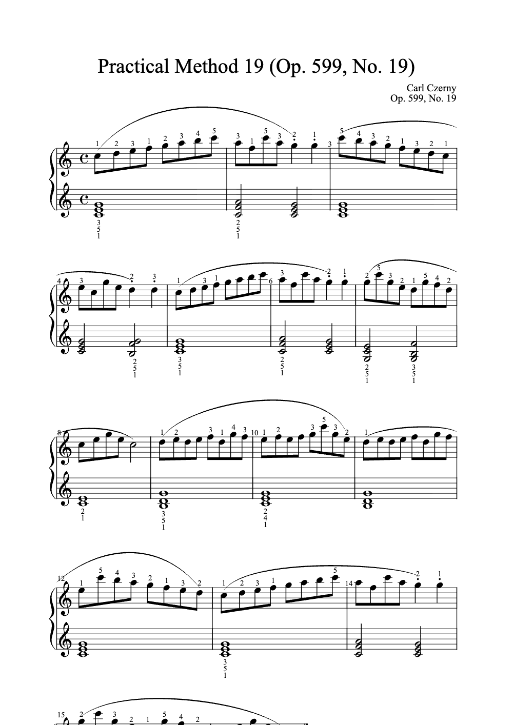 Sheet music preview for Practical Method 19 (Op. 599, No. 19)